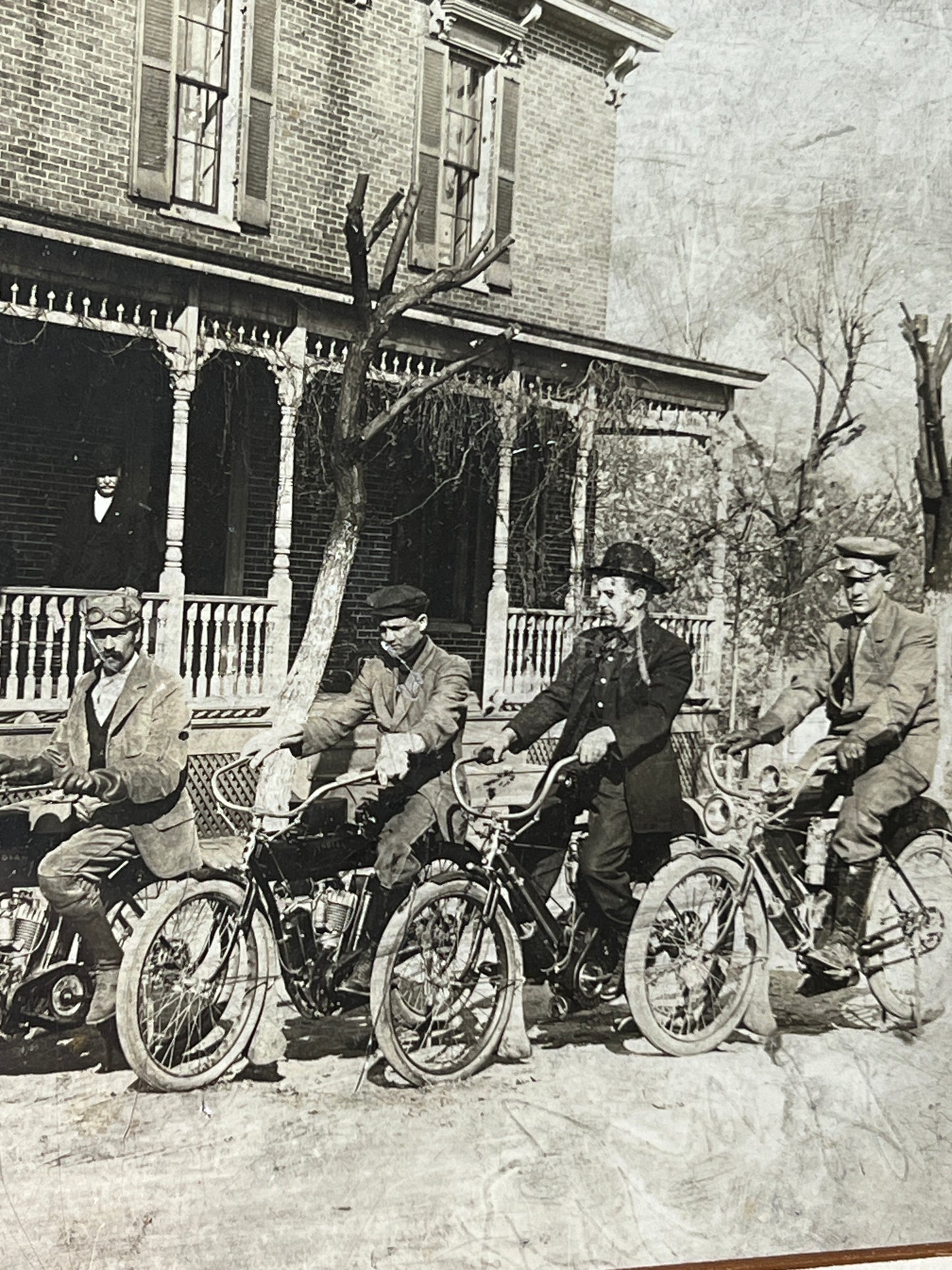 1909 (?) Indian Camelback Motorcycles Lineup Original Photo