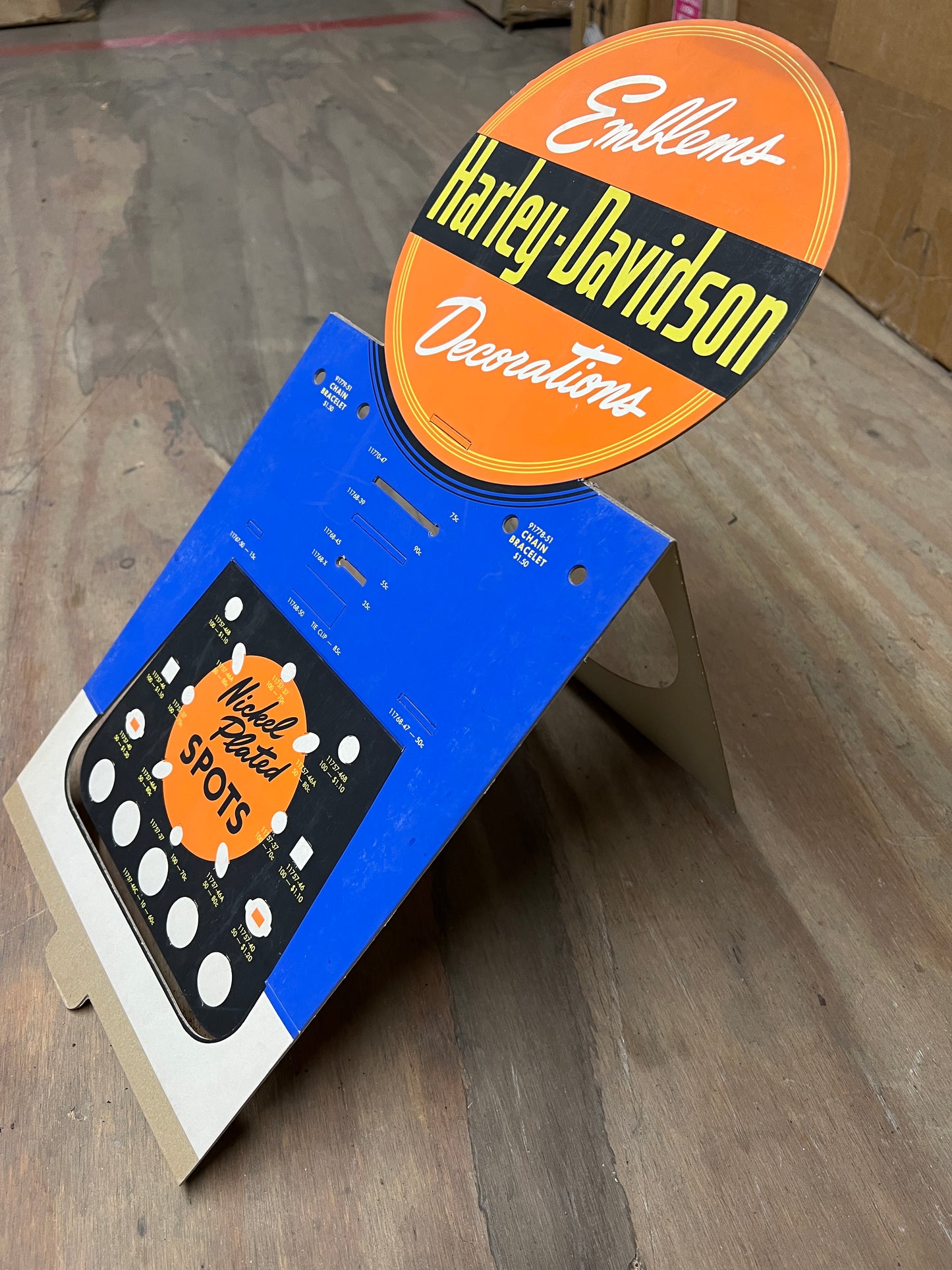 Harley Davidson Emblems & Decorations NOS Cardboard Display 1950’s - 60’s