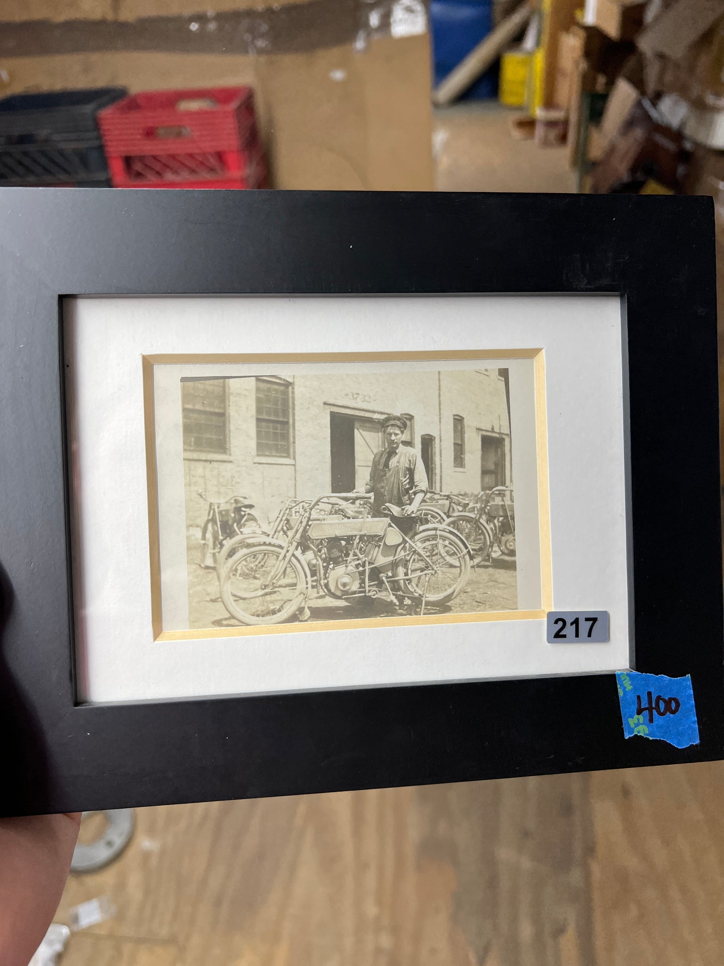 1909 Harley Davidson Factory Photo with Factory Worker