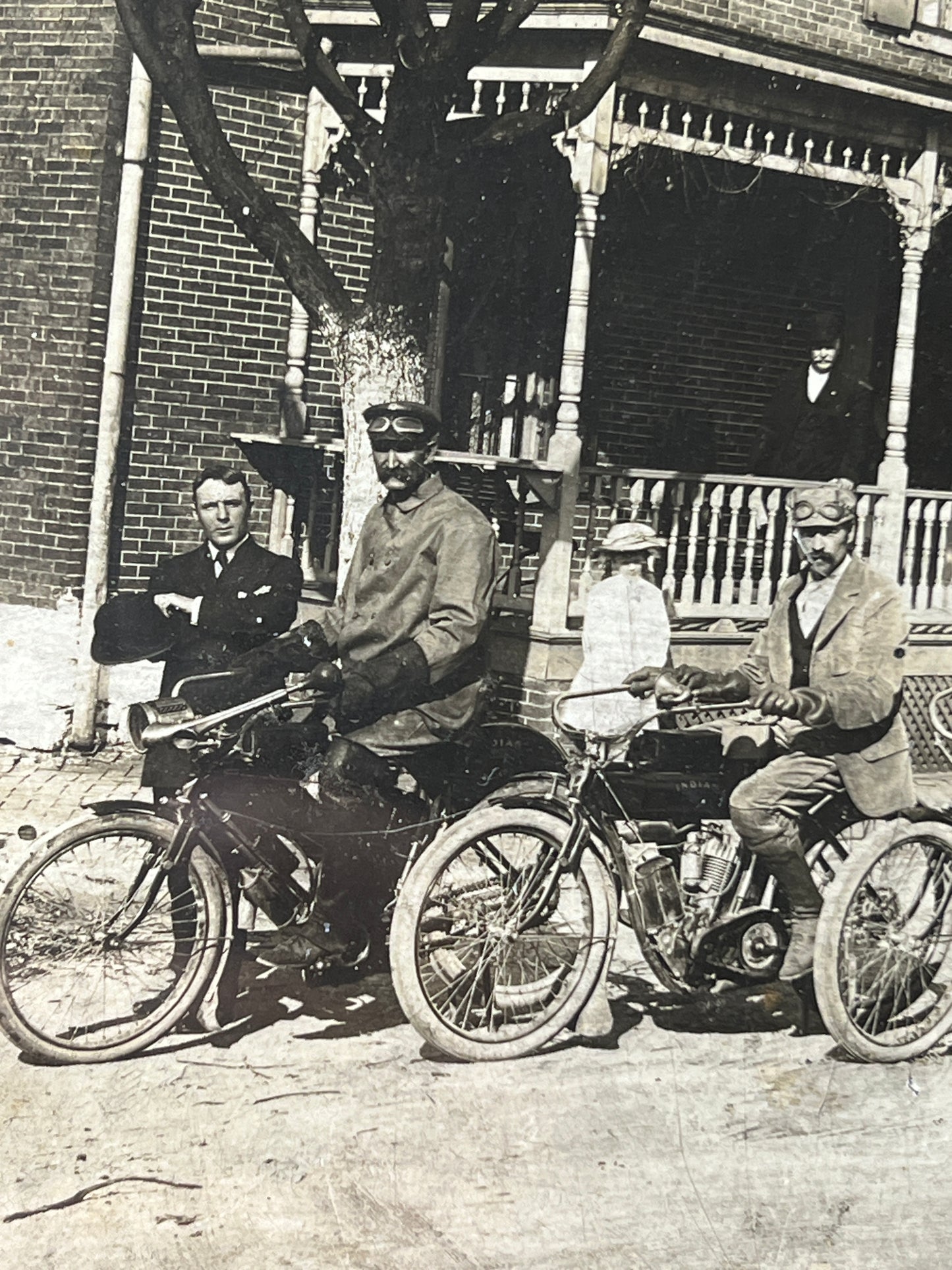 1909 (?) Indian Camelback Motorcycles Lineup Original Photo