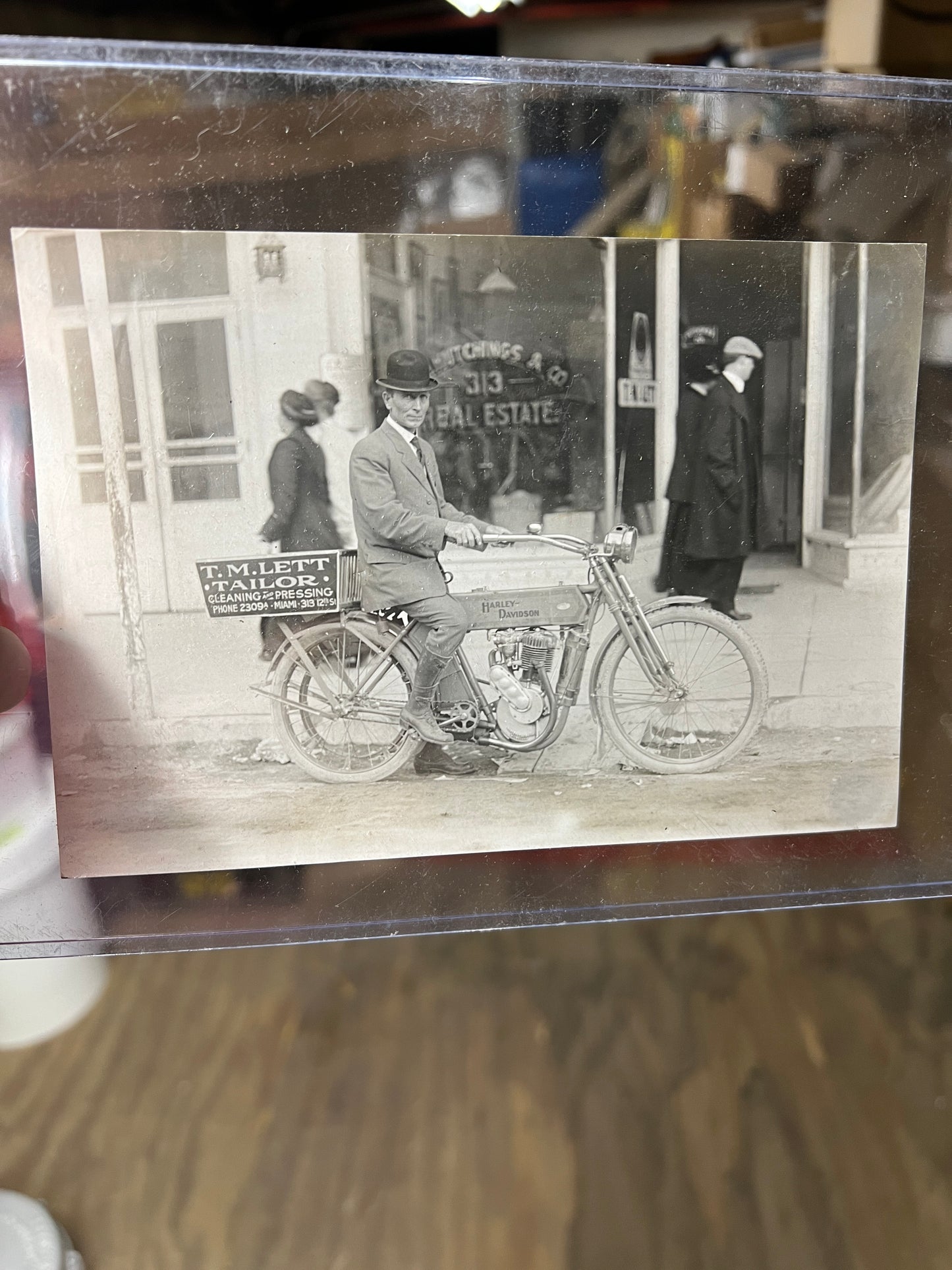 1911 Harley Davidson Motorcycle w/ T.M. Lett Tailor Factory Promo Photo