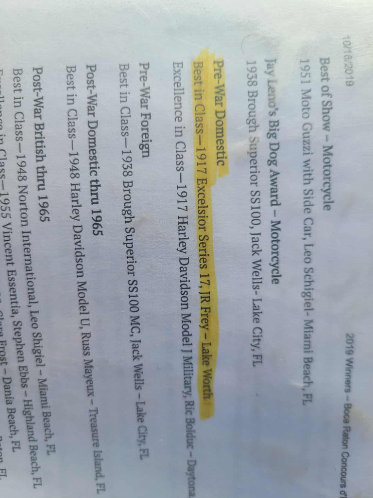 1917 Excelsior Twin Motorcycle