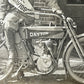 1910 Harley Single Factory Ad Photo w/ Dayton & Chicago Pennants