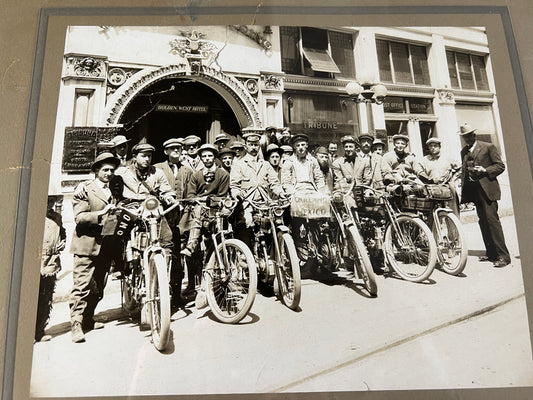 1910 Motorcycle Rider Lineup - Racycle, Indian, Harley, Excelsior, Merkel