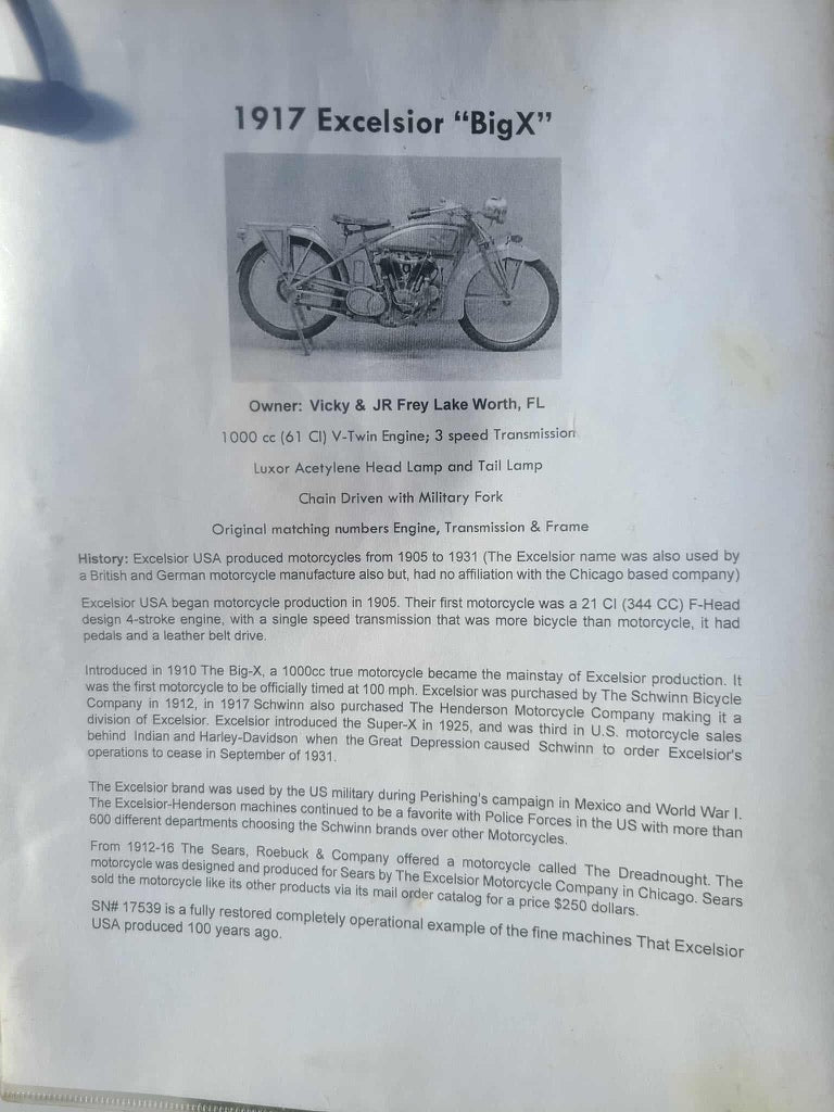 1917 Excelsior Twin Motorcycle