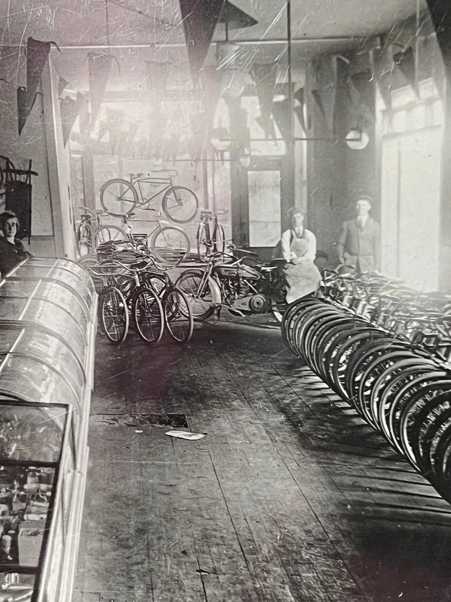 1916 Harley Davidson in the Back of Bicycle Dealership