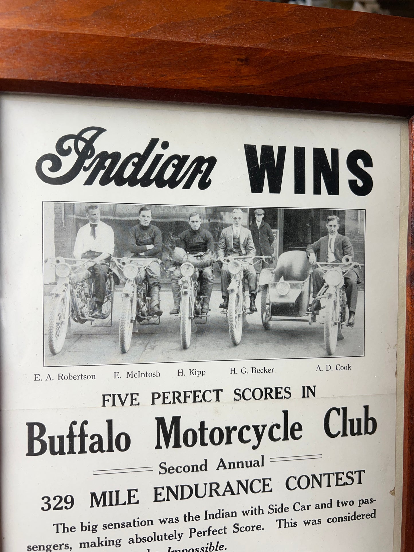 1914 Hedstrom Indian Endurance Poster w/ 8 Valve Racer