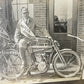 1910 Harley Single Factory Ad Photo w/ Dayton & Chicago Pennants